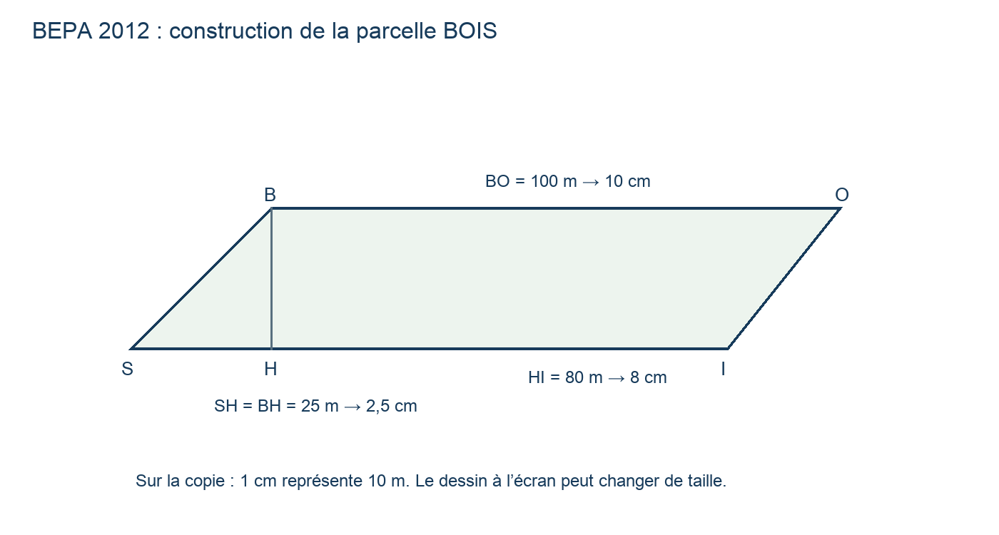 Construction de BOIS avec les longueurs à porter sur une copie à l’échelle 1/1 000.